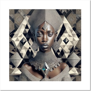 [AI Art] African Beauty with Diamonds, in the style of Escher Posters and Art